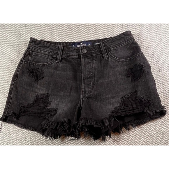 Hollister Denim - Hollister Womens Sz 9 Black Ultra High-Rise Mom Shorts 3" Inseam Jean Denim